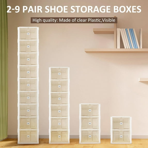 Shoe Storage No-Installation Cabinet Drawer Box Plastic Frame Shoe Box 2-9 Pairs