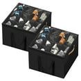 thumbnail image 1 of Aokeyee Shoe Organizer for Closet, 2 Pack Foldable Shoe Storage Organizer Box Bin with Cover and Reinforced Handles, Fit 16-32 Pairs, Black, 1 of 7