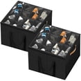 thumbnail image 1 of Aokeyee Shoe Organizer for Closet, 2 Pack Foldable Shoe Storage Organizer Box Bin with Cover and Reinforced Handles, Fit 16-32 Pairs, Black, 1 of 7