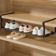 thumbnail image 1 of Shoe Storage, Retractable Shoe Rack Under Cabinet - Expandable Shoe Storage Organizer 40-70cm, Stainless Steel Hanging Shelf for Closet, Shoe Cabinet Space Saving, Black & White, 1 of 6