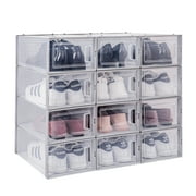 Shoe Storage Stackable Entryway Box Set of 12, Plastic, Gray