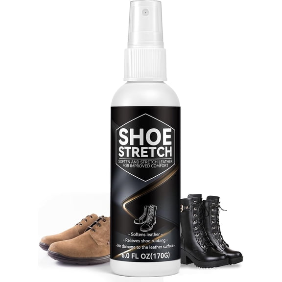 Shoe Stretch Spray (6oz) Professional Boot Stretcher Spray to Relieve Shoe Tightness and Leather Stiffness, Softener Suitable for Leather, Suede, Nubuck, Canvas, Deep Softening, Color-Safe