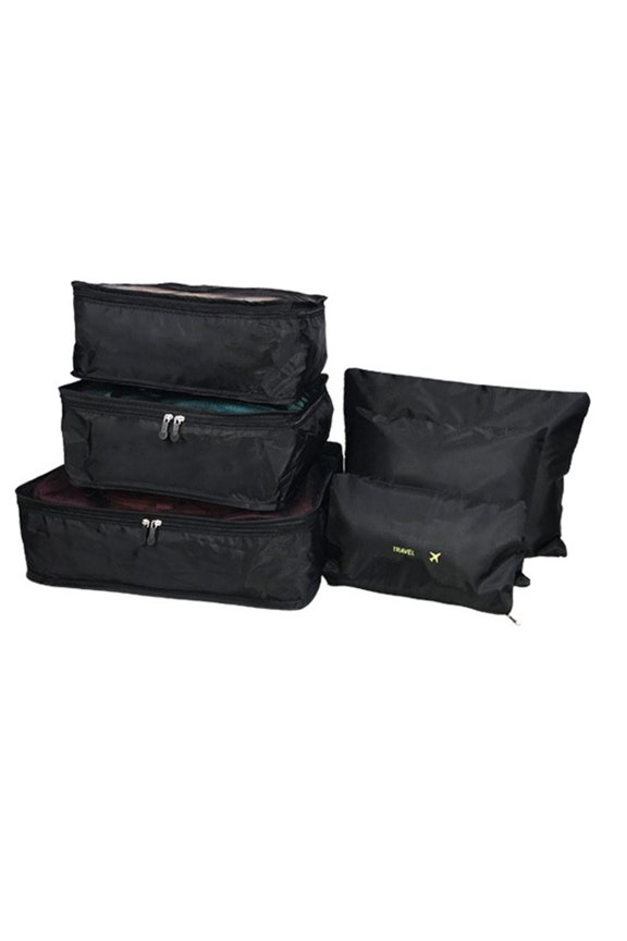 With Shoe Travel Cubes Carry On Packing Luggage Bags Storage Set 6 Organizers Housekepping Packing Bag Housekeeping & Organizers Storage Case,Black,Cloth