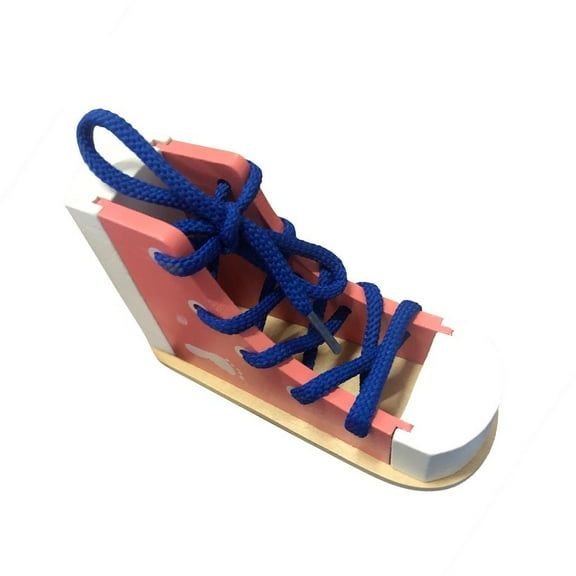 Shoe Tying Educational Toy Wooden Lacing Shoes for Kids Learn to Tie Practice Fine Motor Skills Montessori Toddler Training Aid