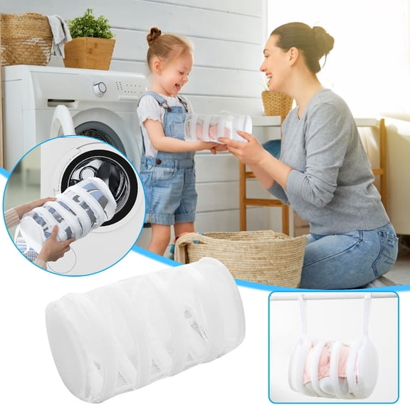 Shoe Washing Bag for Machine, Mesh Laundry Bag with Round Sponge for Sports Shoes, Reusable Protective Shoe Cleaning Accessory