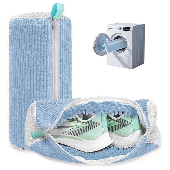 Shoe Washing Machine Bag Laundry Shoe Bag for Washer and Dryer Reusable 2pc Shoe Cleaning Bags for Sneakers 360 Deep Cleaning Machine for All Shoes Types With Self-locking Zipper -Sky Blue