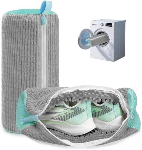 Shoe Washing Machine Bag Laundry Shoe Bag for Washer and Dryer Reusable 2pc Shoe Cleaning Bags for Sneakers 360° Deep Cleaning Machine for All Shoes Types With Self-locking Zipper