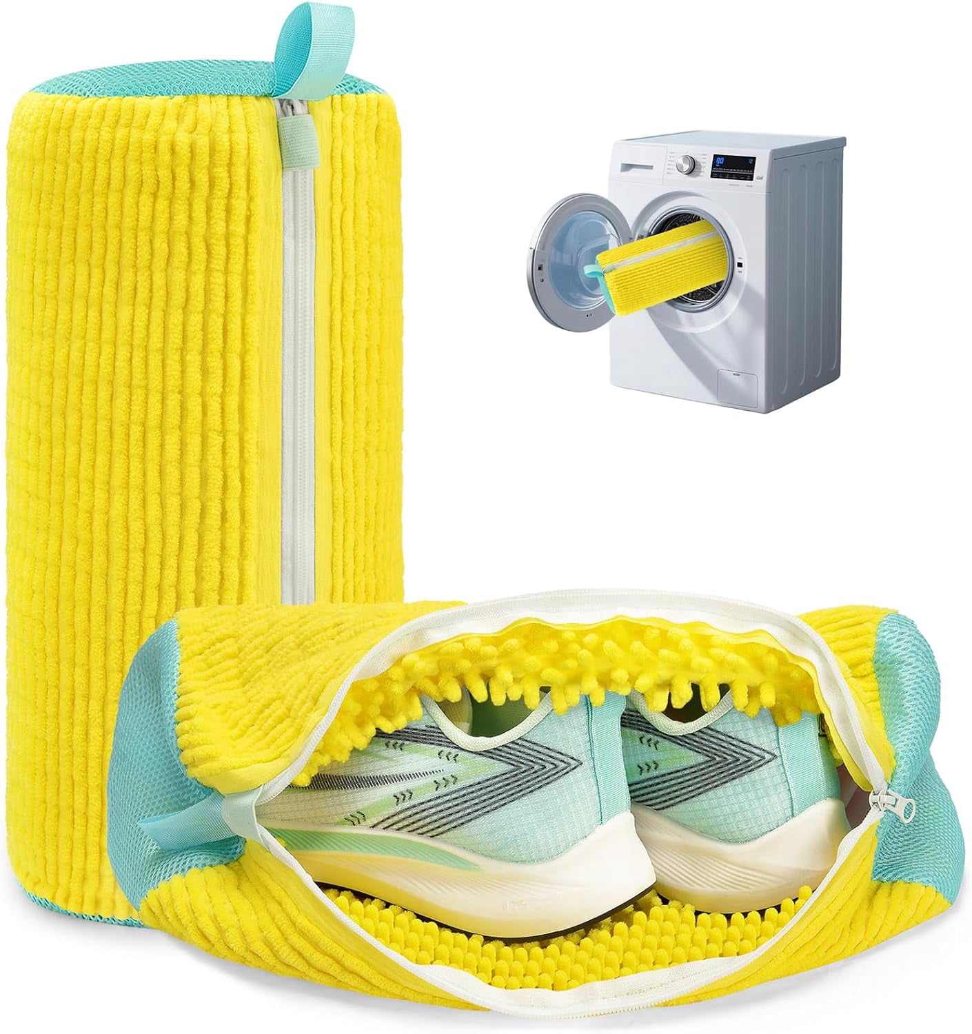 Shoe Washing Machine Bag Laundry Shoe Bag for Washer and Dryer Reusable 2pc Shoe Cleaning Bags for Sneakers 360° Deep Cleaning Machine for All Shoes Types With Self-locking Zipper