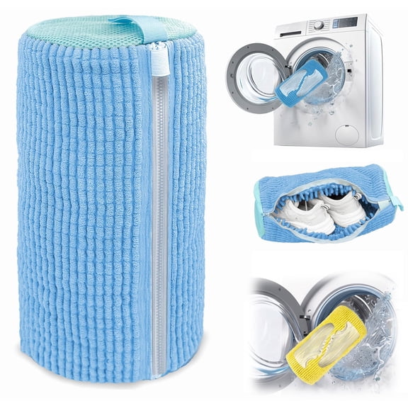 Shoe Washing Machine Bag, Laundry Shoe Bag for Washer Dryer, Reusable Sneaker Cleaning Bag with Self-Locking Zipper(Blue)