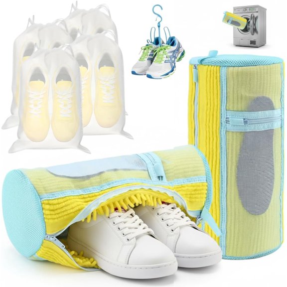 Shoe Washing Machine Bag Set (7-in-1)  Durable Mesh Sneaker Laundry Bags for Washing & Air-Drying Shoes, Includes Drying Rack Hanger & 4 Storage Dust Bags, Protective Shoe Care Kit