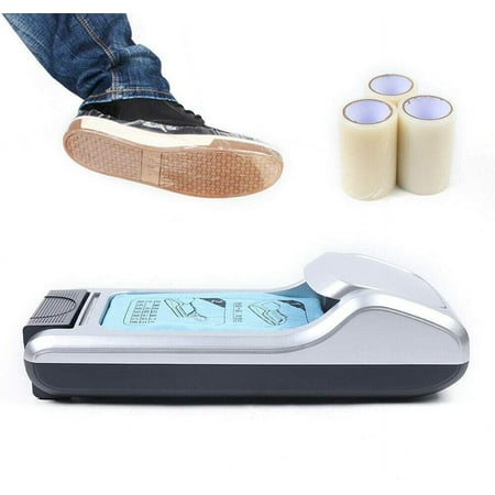 Shoe Wrapping Machine, Shoe Cover Machine Home Office Lab Automatic Shoe Film Machine, Portable Disposable Overshoes Dispenser Machine shoe covers for indoor (Silver+3 Roll of Shoe Film)