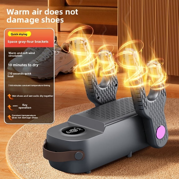 Shoe dryer, foldable retractable shoe dryer, intelligent constant temperature, silent operation, timing, LED display, fast drying.