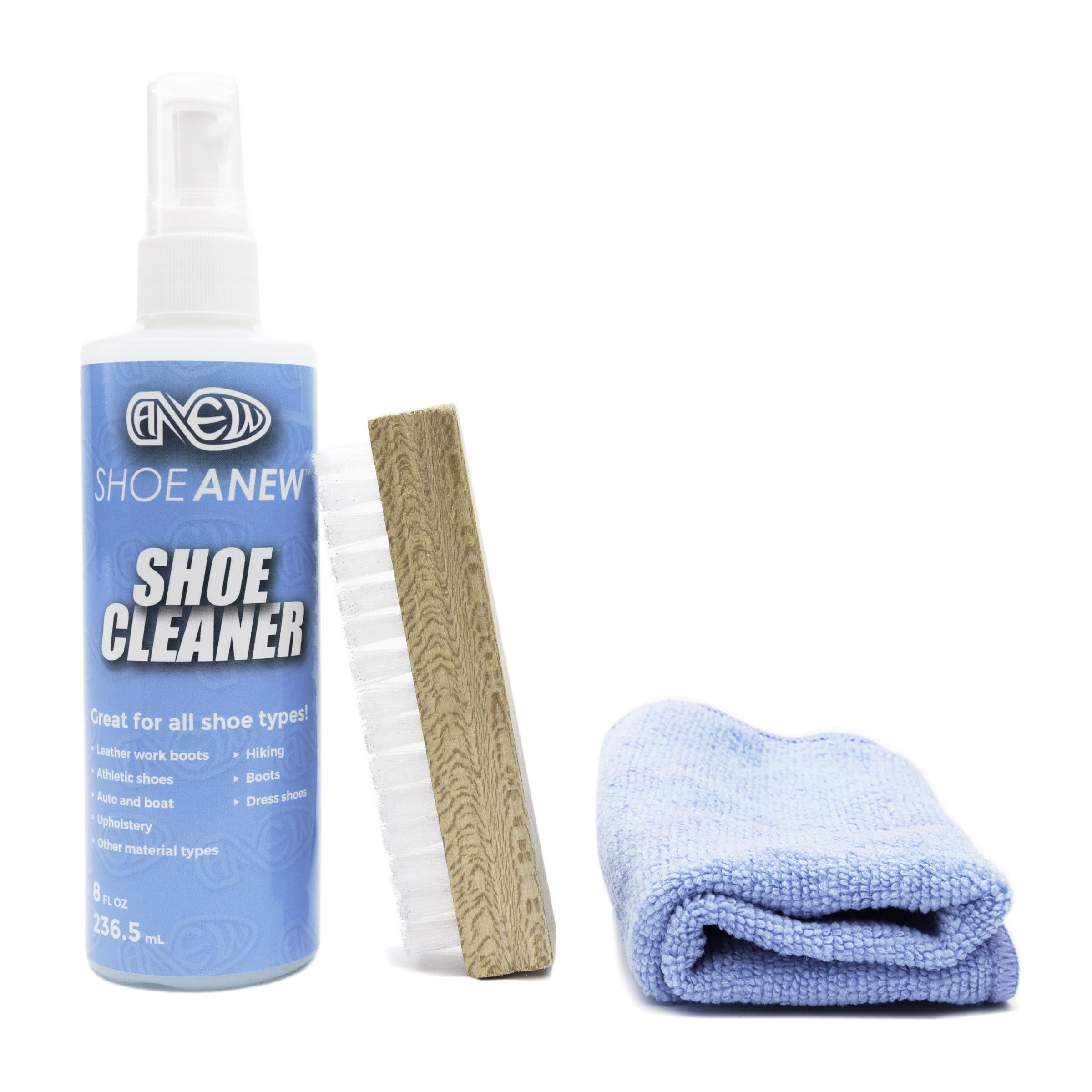 C CELAINER Shoe Cleaner Sneakers Kit 8oz. for White Shoes Suede Mesh Fabric  Canvas & More with 2 Brushes & Microfiber Towel