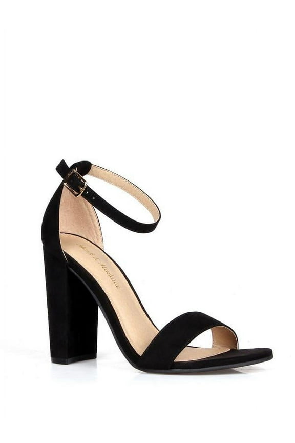 ShoeLaLa Two Piece Chunky Heel Sandals in Black