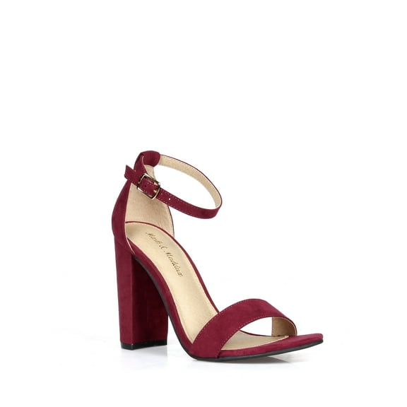Shoe La La Women’s Shoes Chunky Heel Two Piece, Medium Burgundy, 7