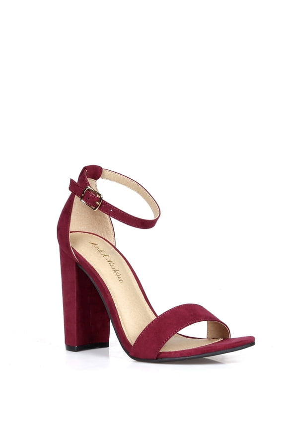 Women’s Shoes Chunky Heel Two Piece, Medium Burgundy, 7