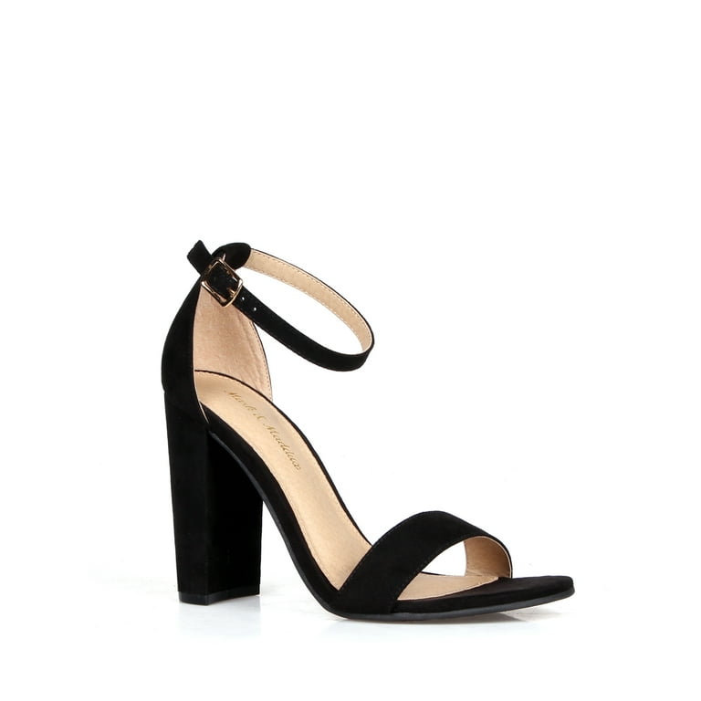 ShoeLaLa Two Piece Women s Chunky Heel Sandals in Black Walmart