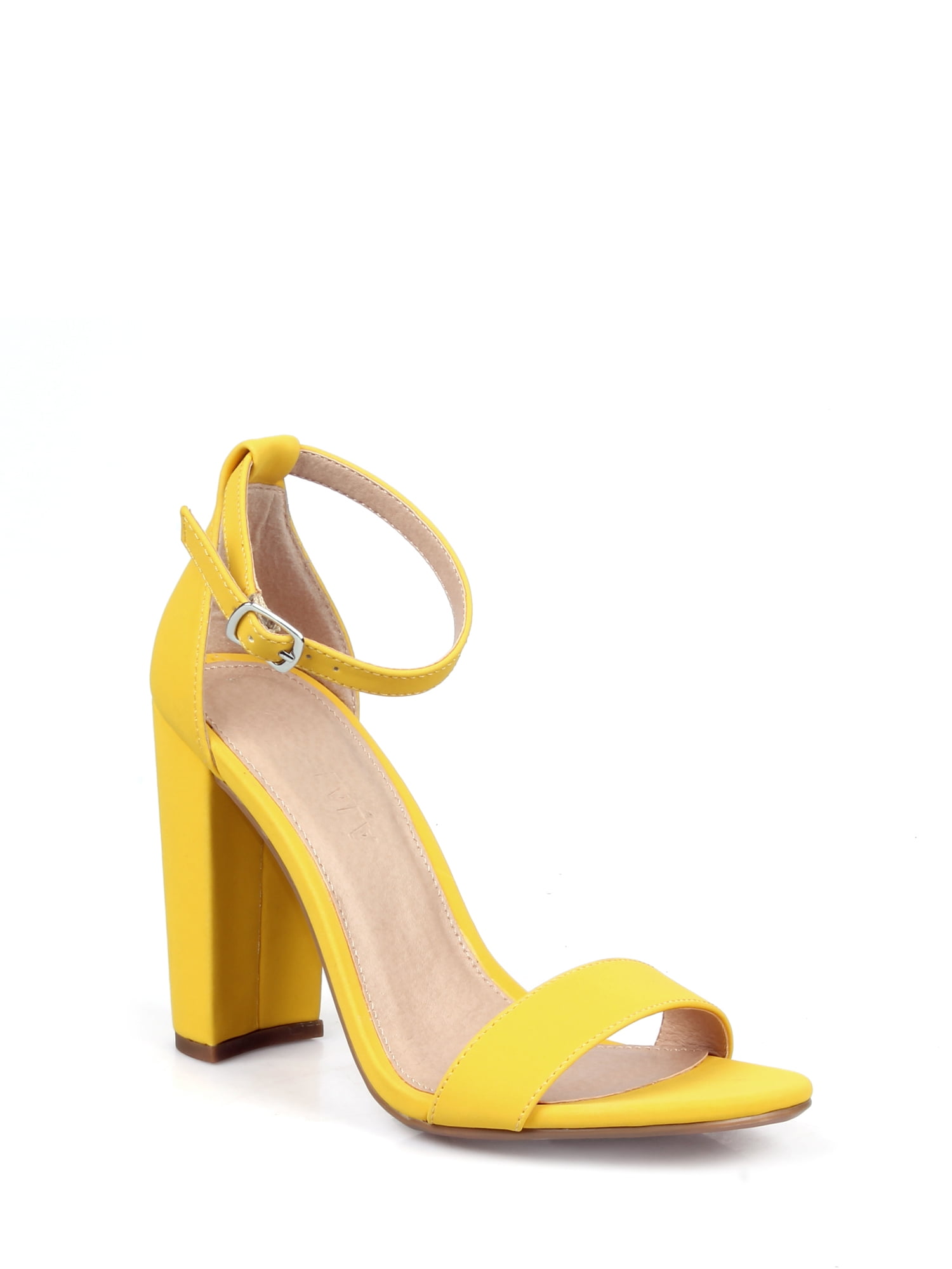 Yellow chunky heel sandals clearance