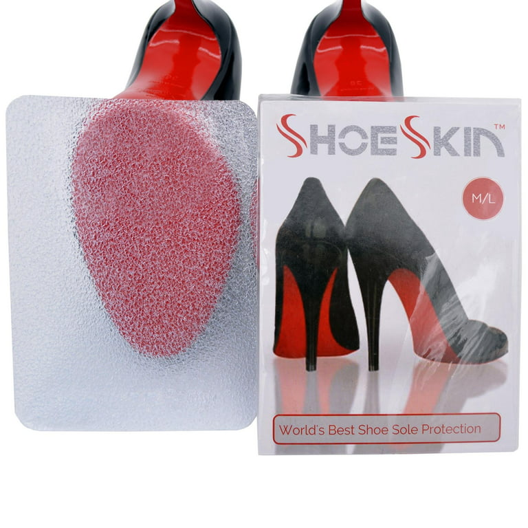 ShoeSkin - Clear Sole Protectors for Christian Louboutin Heels, Jimmy Choo, Men's Shoes - Non Slip Texture - L