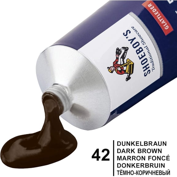 Shoeboy's 42 Dark Brown Leather Cream - best intensive care and rejuvenation of leather shoes. Cleans, cares, conditions, shines and refreshes the color of the leather.