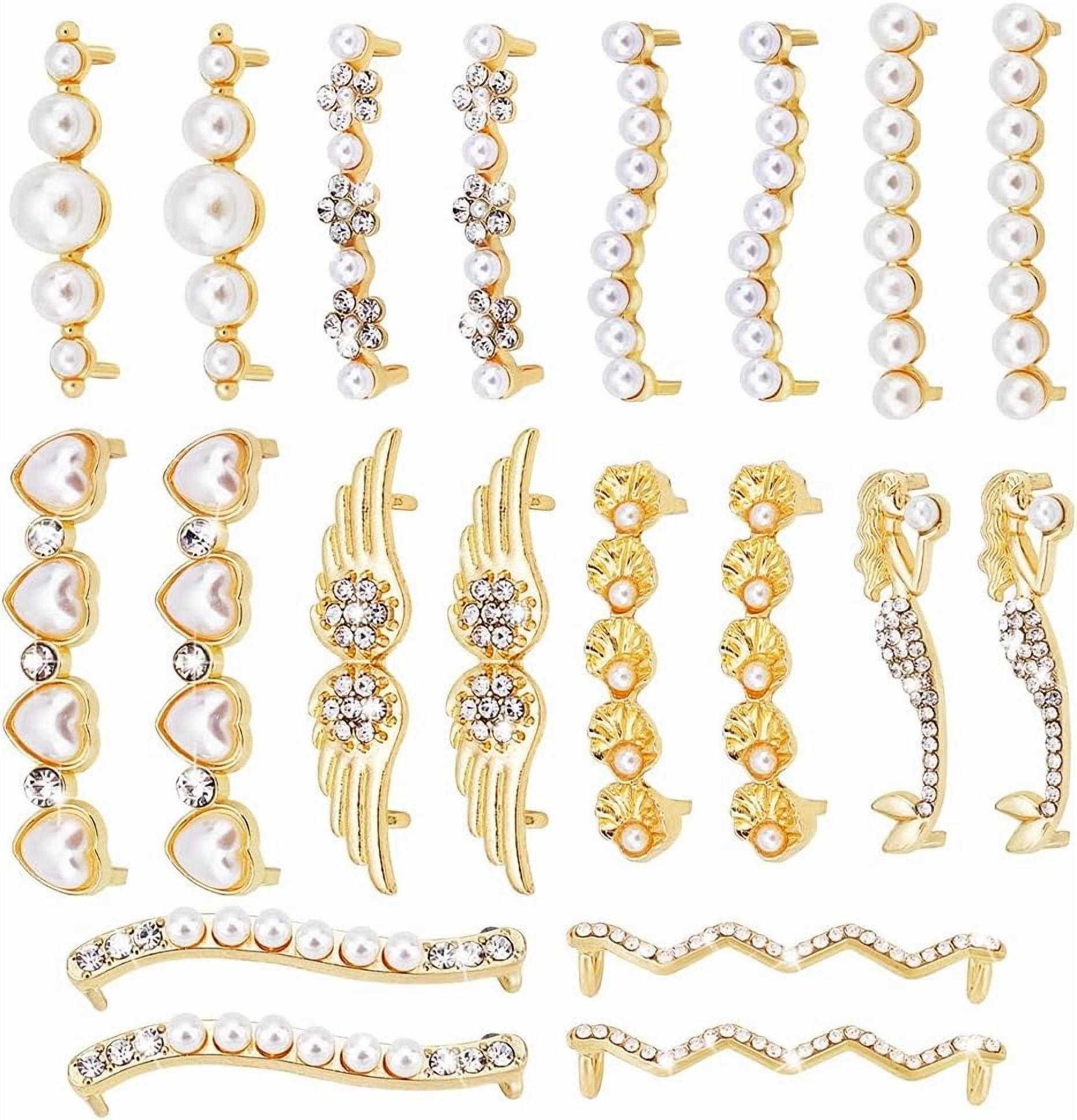 FINGERINSPIRE Shoelace Charms for Sneakers Pearl Shoe Charms Rhinestones Decorative Shoe Clips for Women Casual Shoes