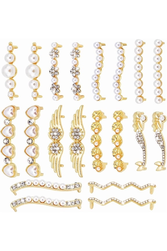 Shoelace Charms for Sneakers Pearl Shoe Charms Rhinestones Decorative Shoe Clips for Women Casual Shoes