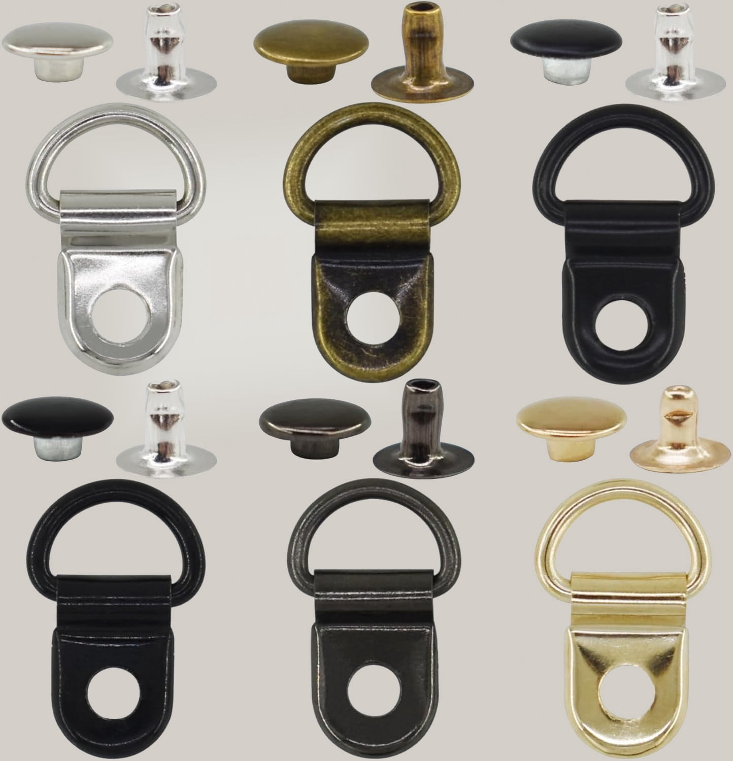 Shoelace Hooks Metal Hook D-Ring Eyelet Buckles Mounting Clips with Rivets for Leather Boots Repair and Replacement, Boot Shoes Hiking, Climbing, DIY Crafts Supplies