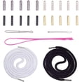 thumbnail image 1 of Shoelace Making Sets 200pcs 4 Color Shoelace Tip 4 Hole Metal Aglets End with with 8 Strand 50inch Polyester Cord 3 Pack Shoelaces DIY Tools for Paracord Shoelace Clothes DIY Repairing DIY, 1 of 8