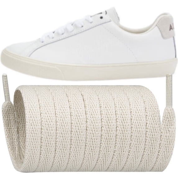 Shoelaces Replacement Flat Laces for VEJA Esplar/Campo/V-10/V-12/V-15/Rio Branco/SDU/Urca/Minotaur/Venturi/Nova Shoes(Color:Beige,Size:44Inch)
