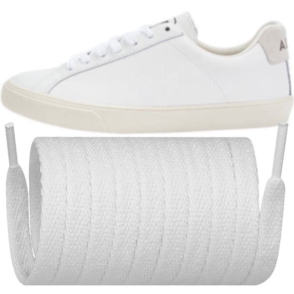 Shoelaces Replacement Flat Laces for VEJA Esplar/Campo/V-10/V-12/V-15/Rio Branco/SDU/Urca/Minotaur/Venturi/Nova Shoes(Color:White,Size:41Inch)