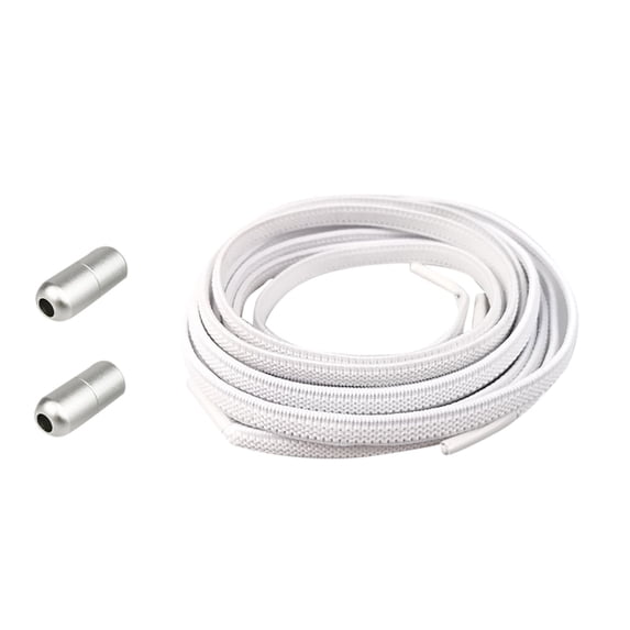 Shoelaces, Wuztai Elastic No-Tie Shoelaces with Metal Capsule Buckle, 39 Inch Quick Fastening Laces for Adults Kids Sneakers Boots, White