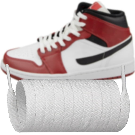 Shoelaces for Air Jordan 1/2/3/4/5/6/7/8 Replacement Flat Polyester Laces Sneaker Shoes(Color:White,Size:45Inch)