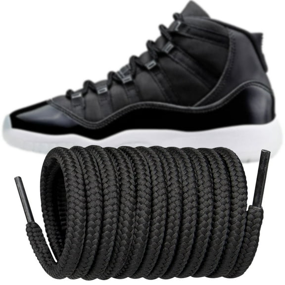 Shoelaces for Air Jordan 11,Replacement 5MM Shoe Laces Round Polyester Sneaker Shoes(Color:Black,Size:55Inch)
