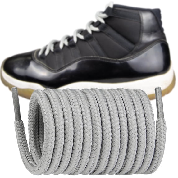 Shoelaces for Air Jordan 11,Replacement 5MM Shoe Laces Round Polyester Sneaker Shoes(Color:Grey,Size:65Inch)