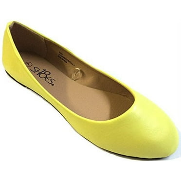 Shoes 18 Womens Ballerina Ballet Flat Shoes Solids & Leopards (6, Yellow Pu 8600)