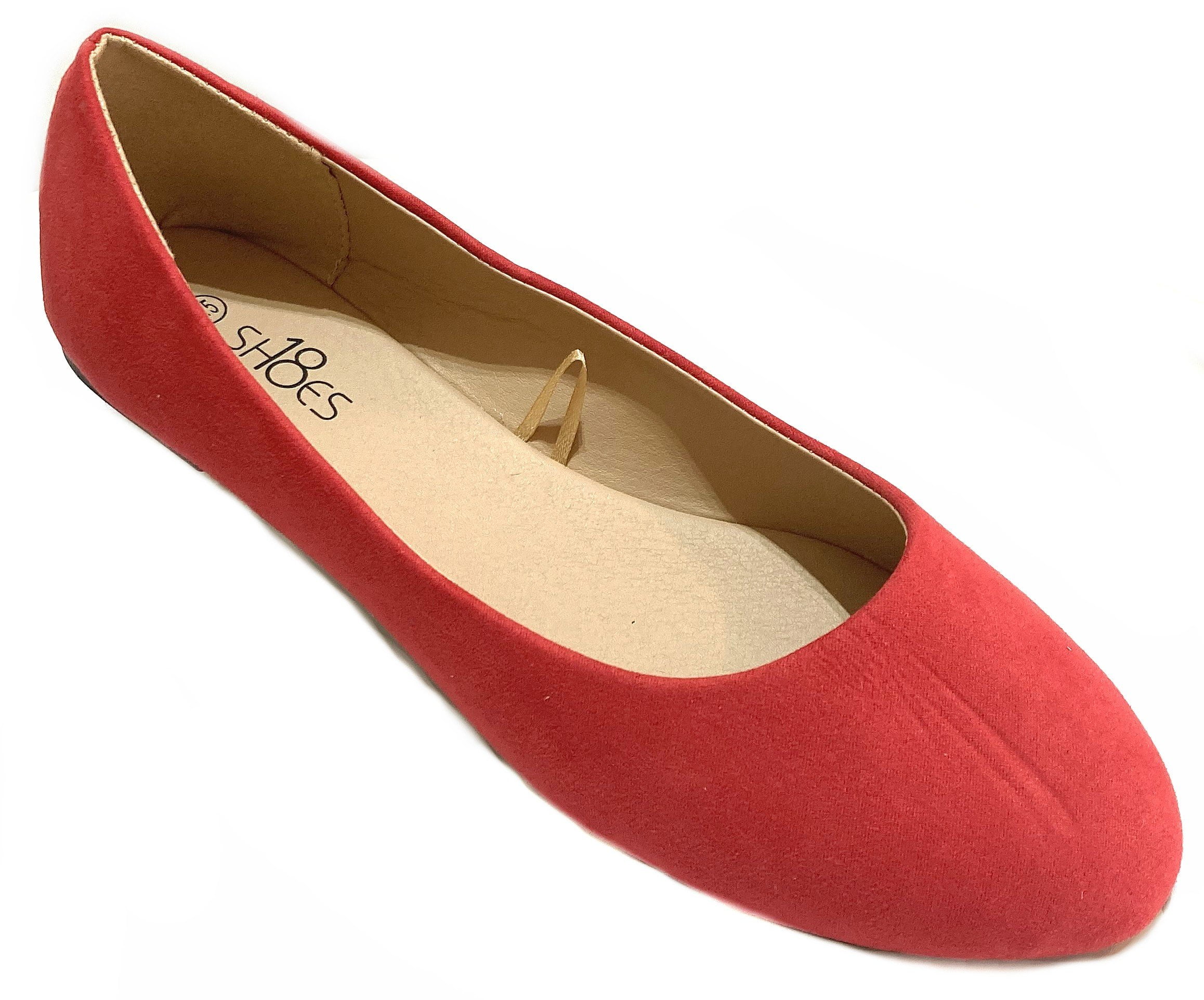 Shoes 18 Womens Classic Round Toe Ballerina Ballet Flat Shoes 8600 Red Micro 10