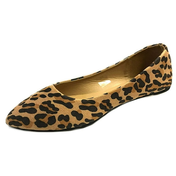 Shoes 18 Womens Pointy Toe Ballet Flats 8800 Leopard Micro 5/6