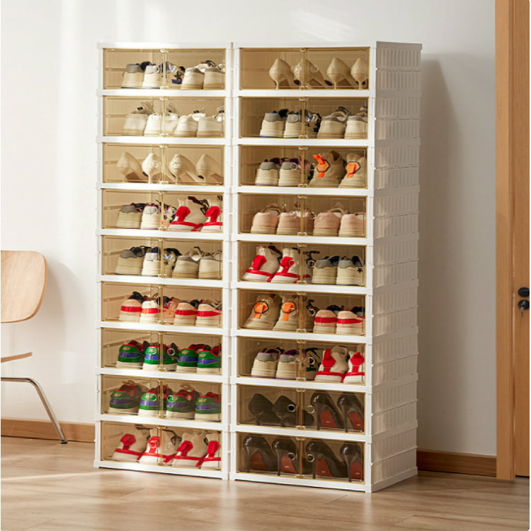 Shoes Box Installation-free Organizer Containers Drawer with Lids, Sneaker  Storage Cabinet, Space Saving Bins Shoes Rack for Closet, Entryway, Room
