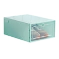 thumbnail image 1 of Shoes Box Transparent Drawer Case Plastic Shoe Boxes Stackable Storage Case Organizer light green, 1 of 9