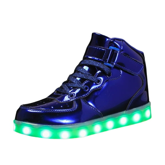 Shoes for Boys Kids Flat Thick Lightweight Sports Shoes Non Luminous Flashing Trainers Shoes with Led Lights Usb Charging Kid Shoes Dark Blue 6 Years-7 Years