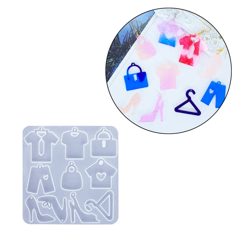 Shoes Clothes Hanger Bag Pendant DIY Silicone Molds Resin Casting Molds for UV Resin Epoxy Resin Craft Making 130x125x5mm Hole: 2mm Inner Diameter: 33~46x27~45mm