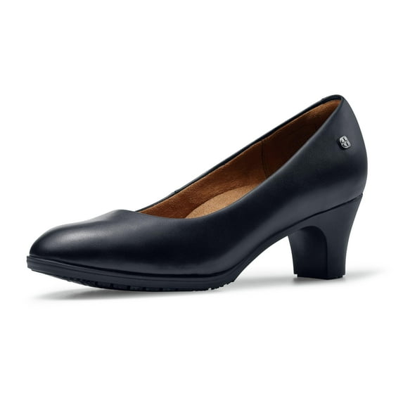 Shoes for Crews Olivia, Women's Slip-Resistant High Heel Dress Shoes for Work, Water Resistant, Women's Heel Pumps Comfortable Flight Attendant shoes, Black, 8