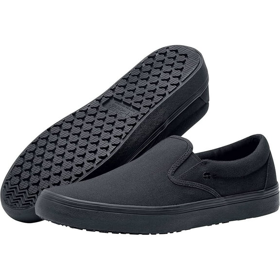 Shoes For Crews Merlin Slip-On, Men's, Women's, Unisex Slip Resistant Work Shoes, Water Resistant, Black Canvas