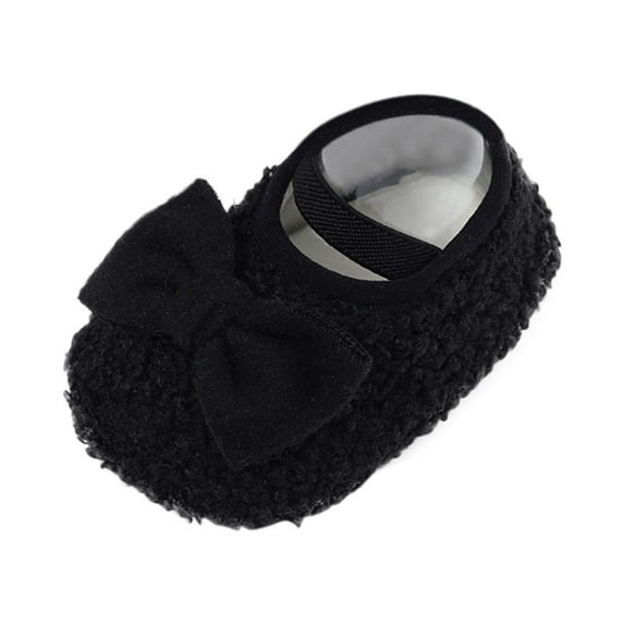 Shoes For Girls Warm Soft Comfortable Bowknot Warming Girls' Sneakers Black 0 Months-6 Months