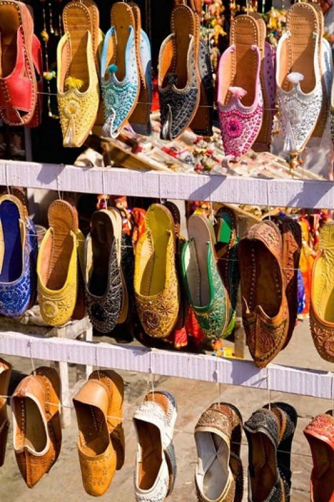 Shoes For Sale in Downtown Center of the Pink City Jaipur Rajasthan India Canvas Art - Bill Bachmann DanitaDelimont (25 x 37)