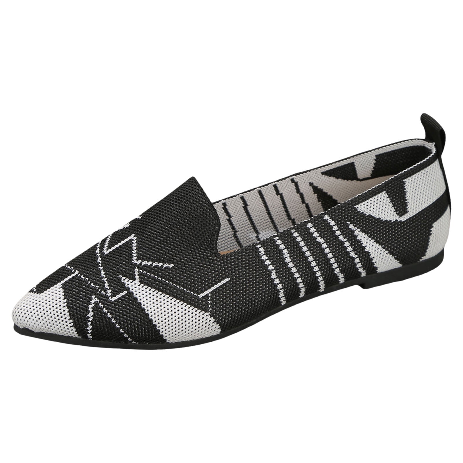 Shoes For Women Casual Colour Blocking Pointed Head Printing Shallow ...