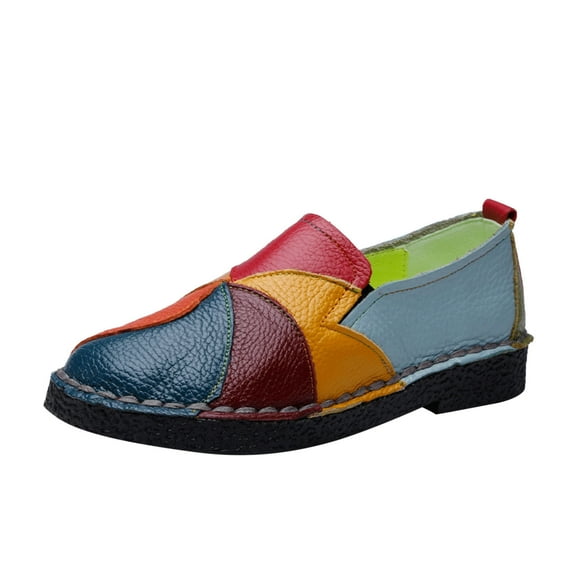 Shoes For Women Casual Fashion Color Blocking Leather Shallow Low Top Comfortable Flat Casual Shoes Sneakers For Women