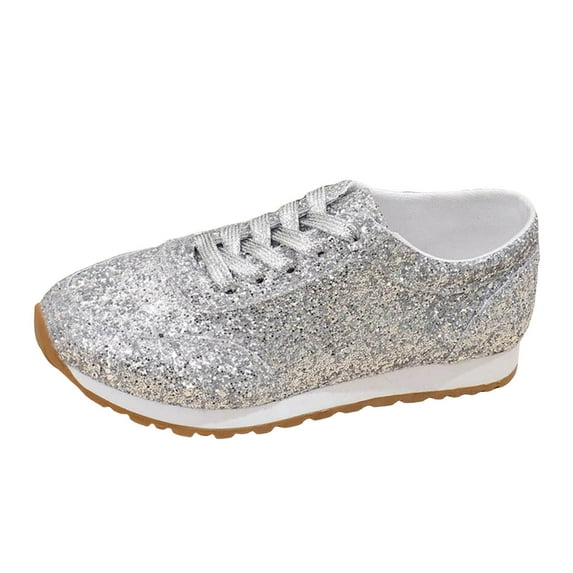 Shoes For Women Casual Fashion Sequins Casual Lace Up Sport Shoes Sneakers Glitter Breathable Bling Running Shoes Womens Sneakers