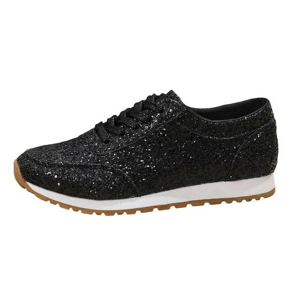 Shoes For Women Casual Fashion Sequins Casual Lace Up Sport Shoes Sneakers Glitter Breathable Crystal Bling Running Shoes Sneakers For Women
