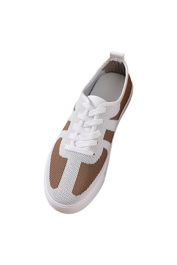 Shoes For Women Casual New Flying Weaving Casual Color Matching Lace Up Flat Bottom Breathable Sports Shoes Sneakers For Women